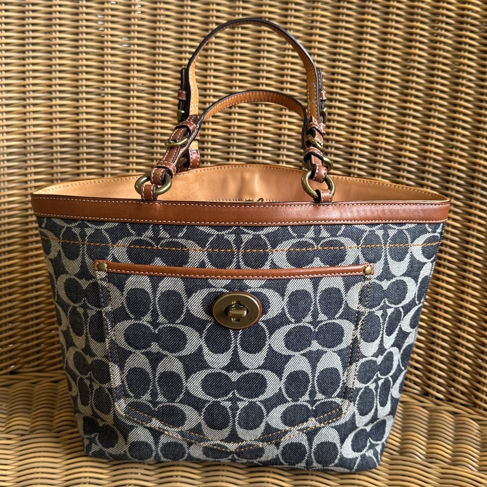 EUC Coach vintage mini denim tote- 7044 - Picture 2 of 11